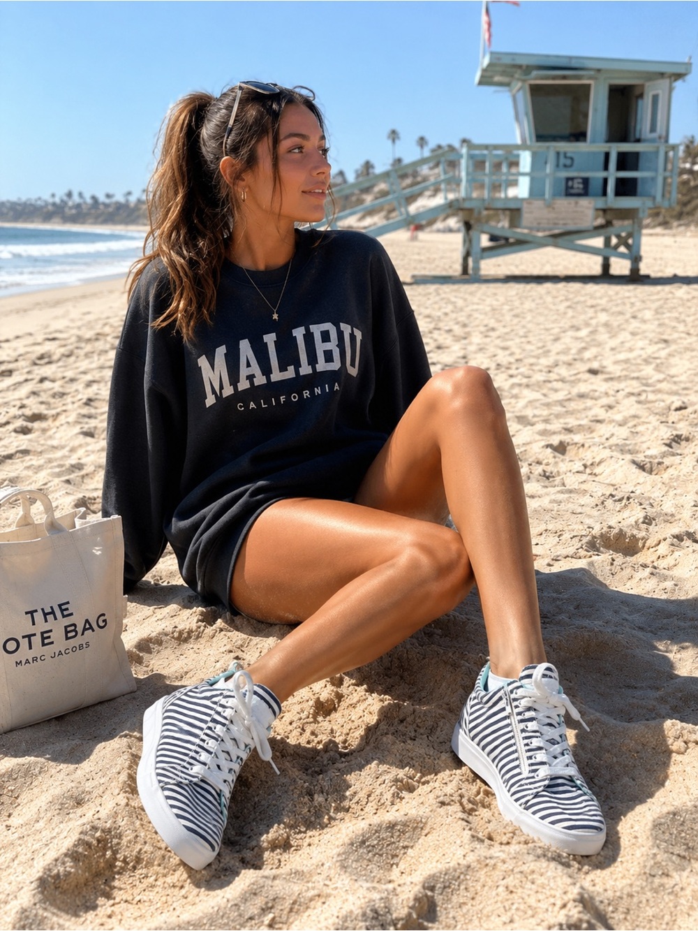 Nautica Women's Navy & White Striped Sneakers